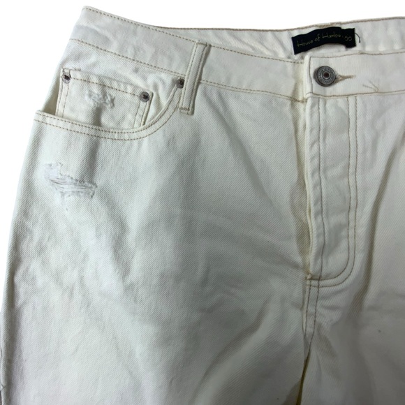 House of Harlow Womens Shorts High Rise Mom Cut Off Cream - Picture 3 of 8